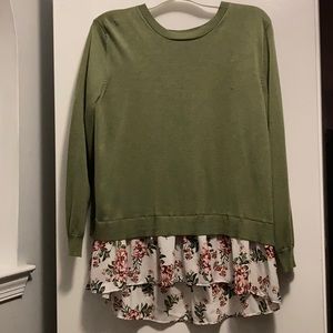 Green layered sweater